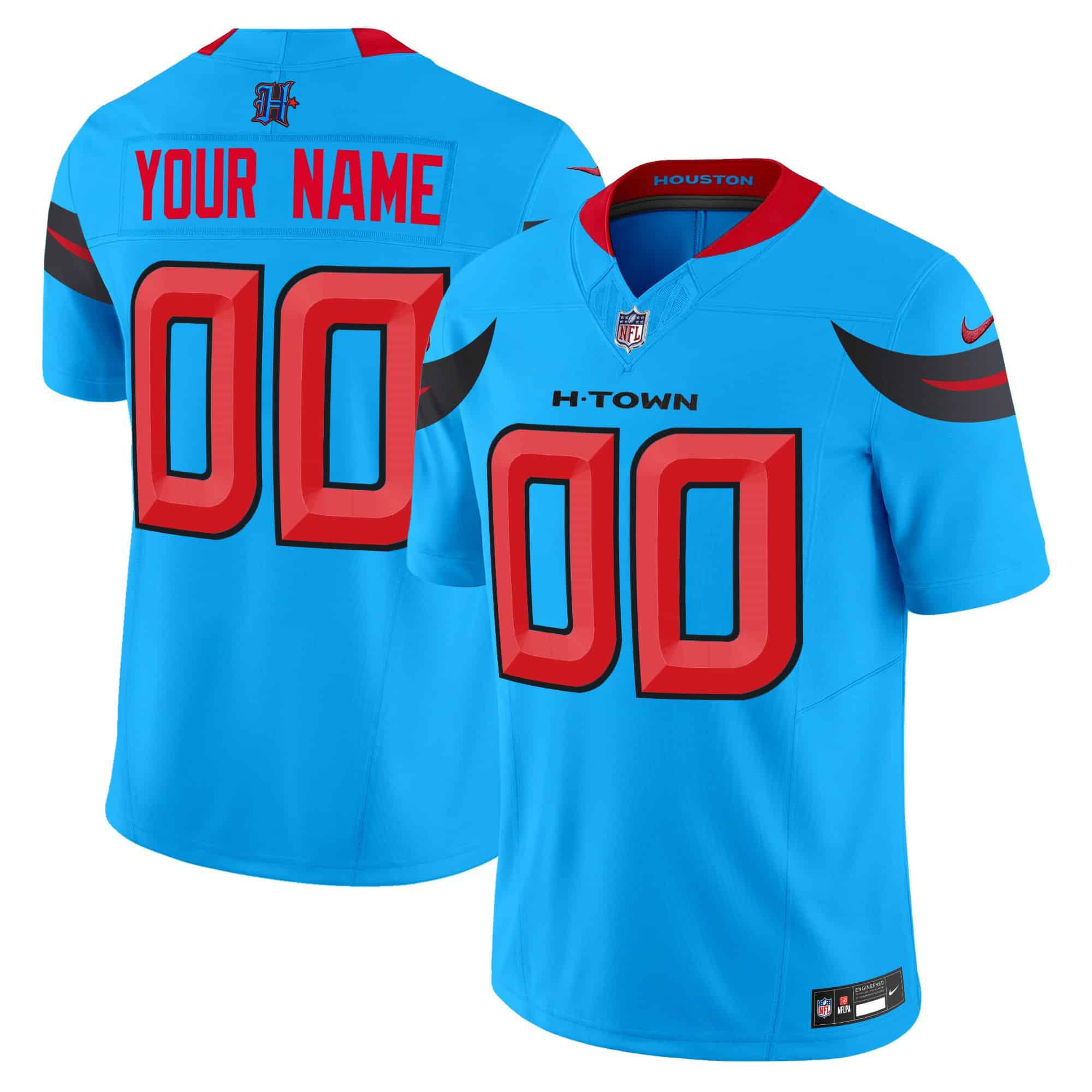 Men Houston Texans Light Blue 2024 Nike Vapor Limited Custom NFL Jersey->customized nfl jersey->Custom Jersey